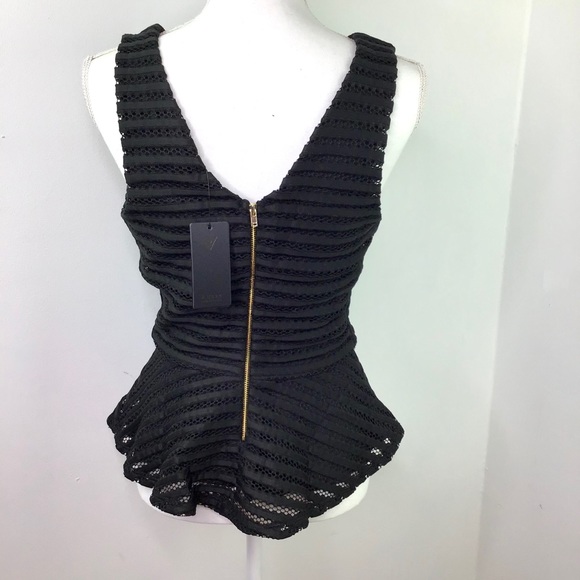Guess Matilda Sleeveless Show Mesh Peplum Top - Picture 7 of 15